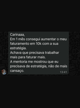 Feedback de aluna - aumentou faturamento em 10k