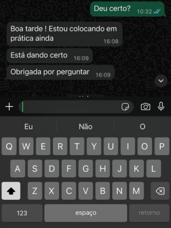 Feedback de aluna